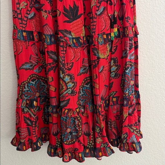 NWT!!! FARM Rio Floral Red Maxi Tiered Skirt Size M - Picture 4 of 13